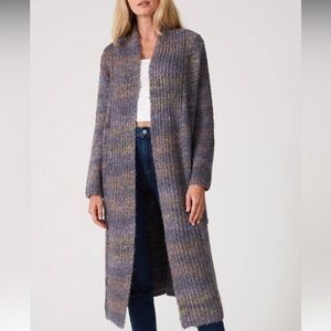 Lovestitch Long Knit Open Front Cardigan | Heathered Gray | Cozy Chic | Size L